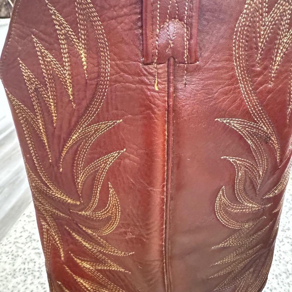 Dan Post Western Vintage Cowboy Boots Leather Red Brown Woman Size 11.5 EW 80's - Picture 15 of 16